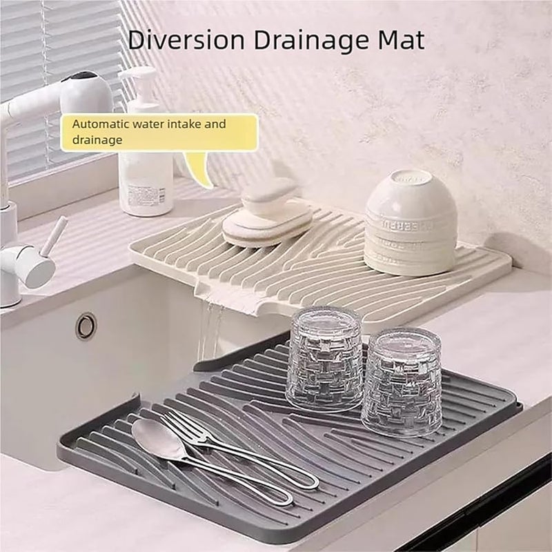 Gray Silicone Kitchen Mats With Sloped Drainage Efficient Water Flow Non Slip Bottom Heat Resistant - Image 3